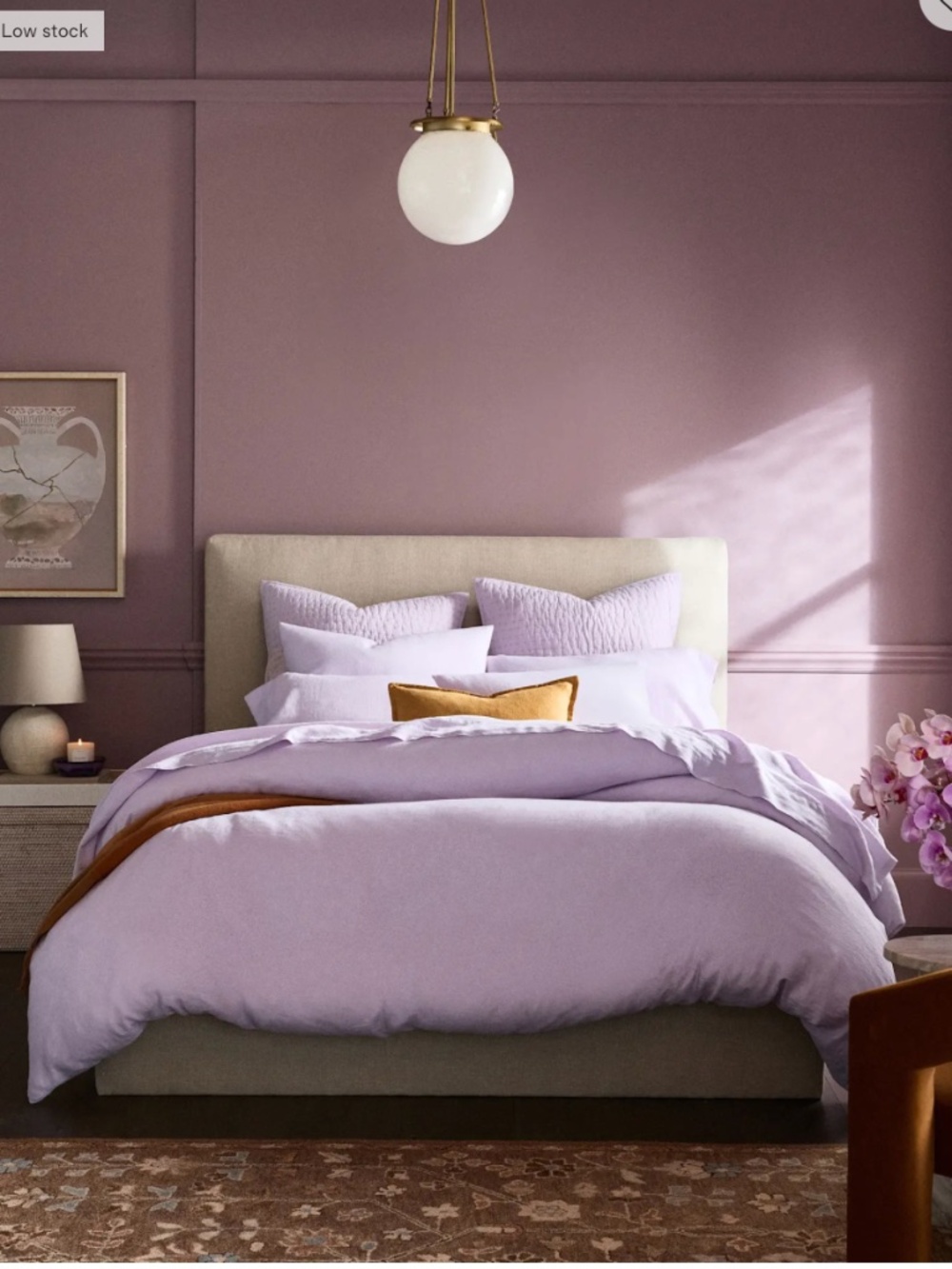 NEW, QUINCE European Linen Duvet Cover Set, King/Cal King, Orchid
